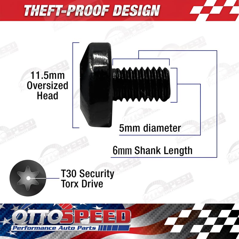 OttoSpeed Tesla Rear License Plate Screws - Antitheft, Rustproof Black Stainless Steel Plate Screw Kit for Fastening Back Plates and Frames on Model 3, S, Y, X, Cybertruck - Stock Length for Without Frame (6mm) - Image 4